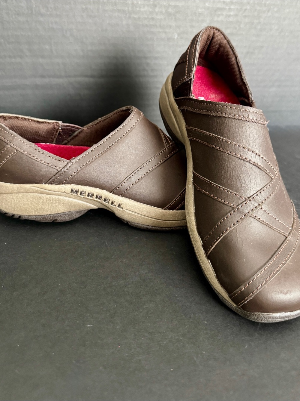 MERRELL Encore Eclipse Clog Smooth Bug Brown Slip On Loafer Shoe Womens US 7
